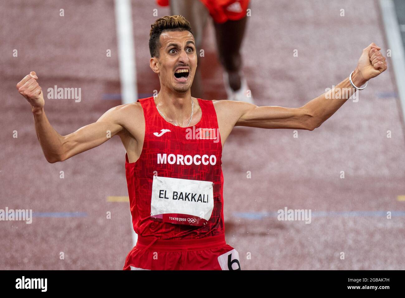 TOKYO, JAPAN AUGUST 2 Soufiane El Bakkali of Morocco reacts while