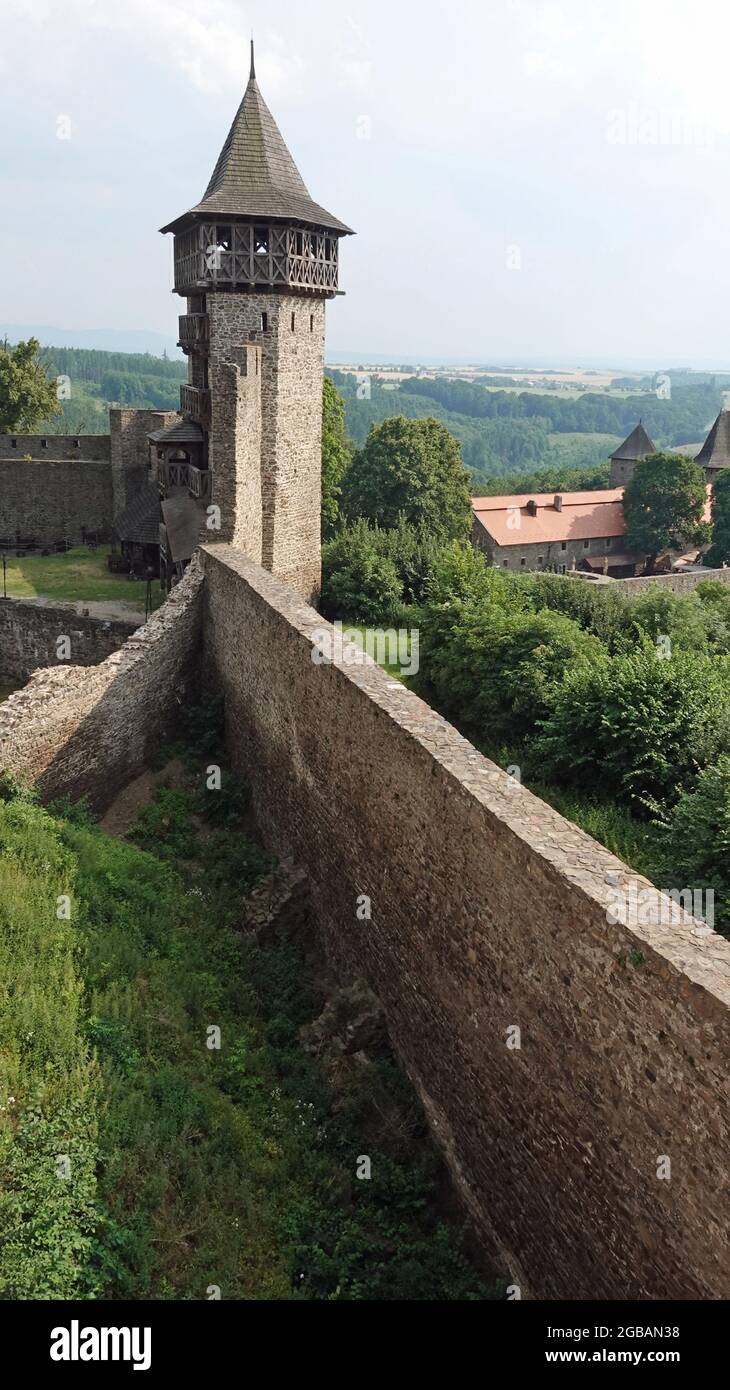 Ruins of helfstyn castle in the czech republic. View of the observation ...