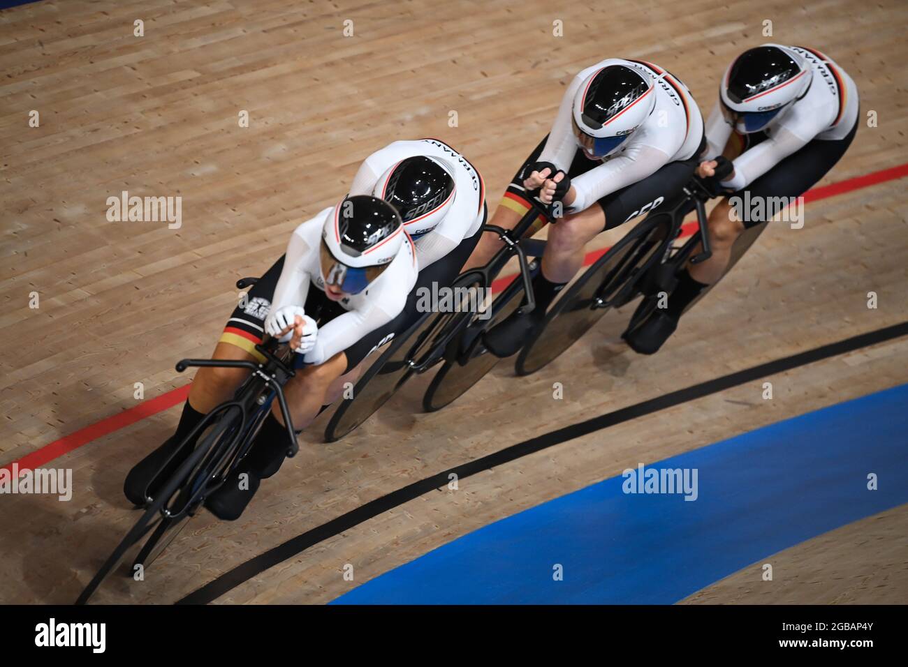 Izu, Japan. 03rd Aug, 2021. Cycling/Track Olympics, 4000m team pursuit