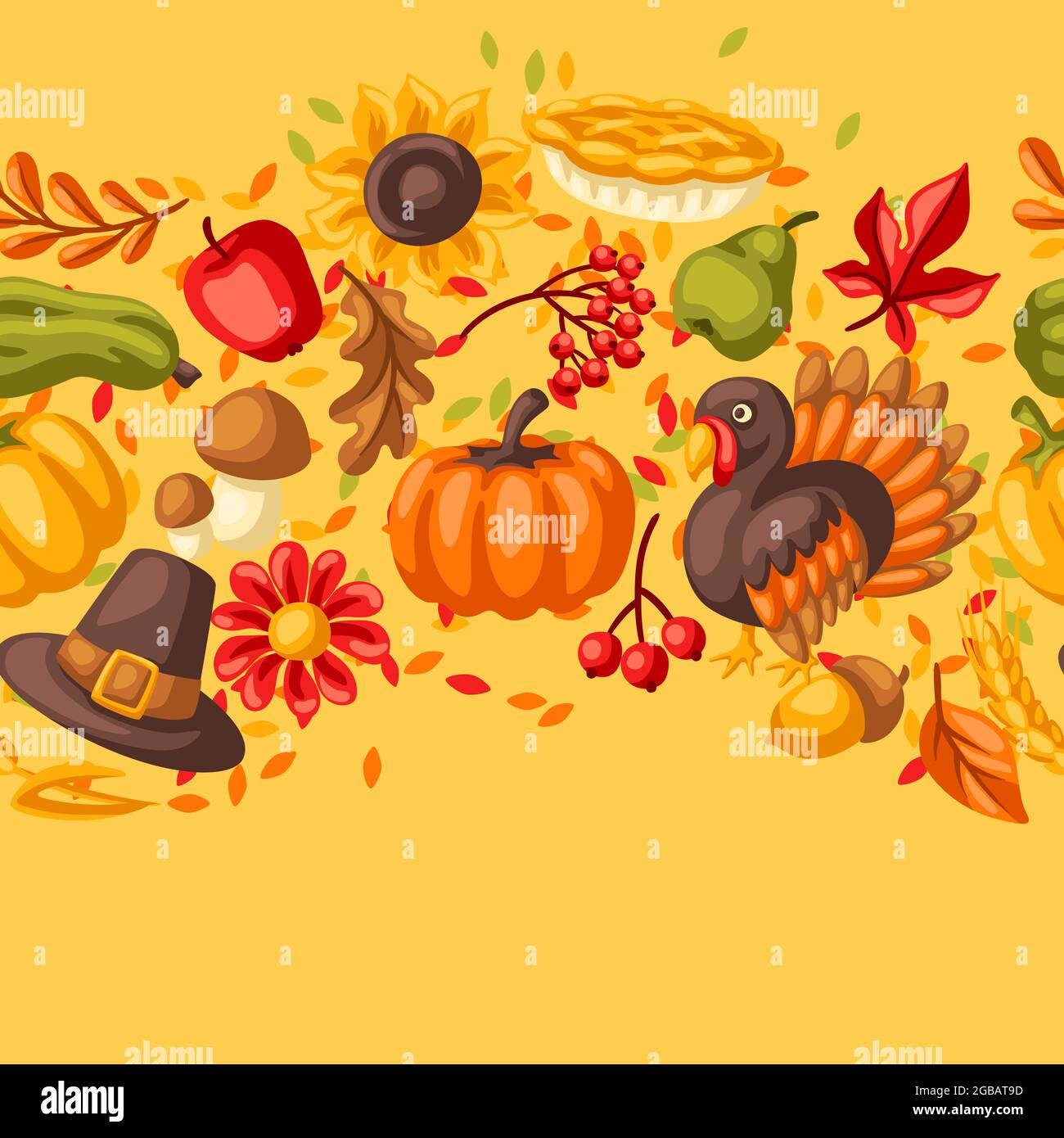 Happy Thanksgiving Day seamless pattern. Background with holiday ...