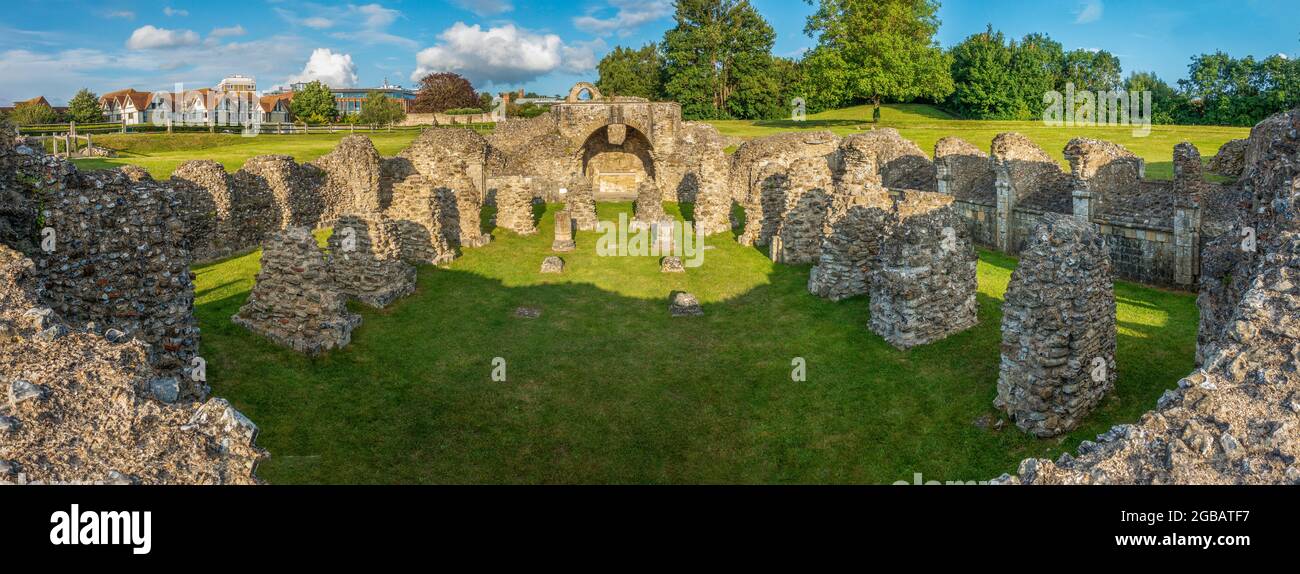 The Crypt,St Augustines Abbey,Canterbury,Kent,Panorama Stock Photo