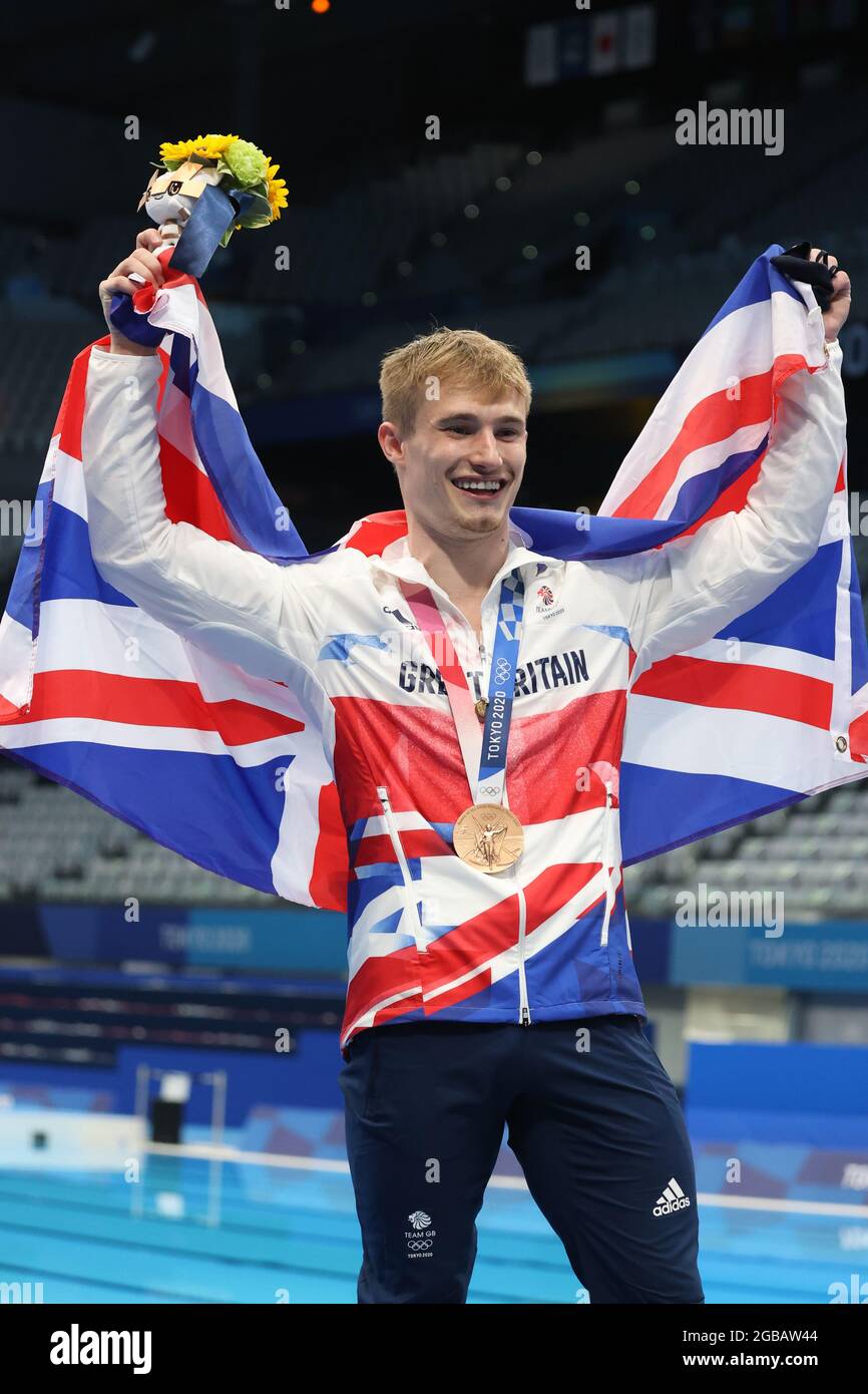 Tokyo, Japan. 3rd Aug, 2021. LAUGHER Jack bronze medal (GBR) Diving : Men's 3m Springboard medal ceremony during the Tokyo 2020 Olympic Games at the Tokyo Aquatics Centre in Tokyo, Japan . Credit: Akihiro Sugimoto/AFLO SPORT/Alamy Live News Stock Photo