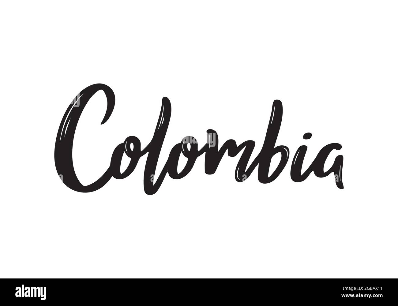 Colombia Hand Drawn Lettering Name Of Country Handwritten