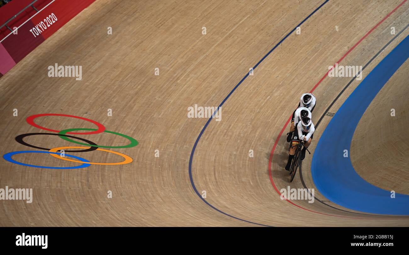 Izu, Japan. 03rd Aug, 2021. Cycling/Track Olympics, 4000m team pursuit