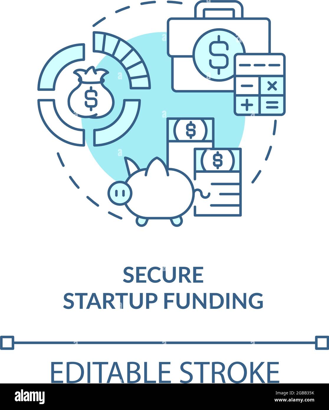 Secure startup funding blue concept icon Stock Vector