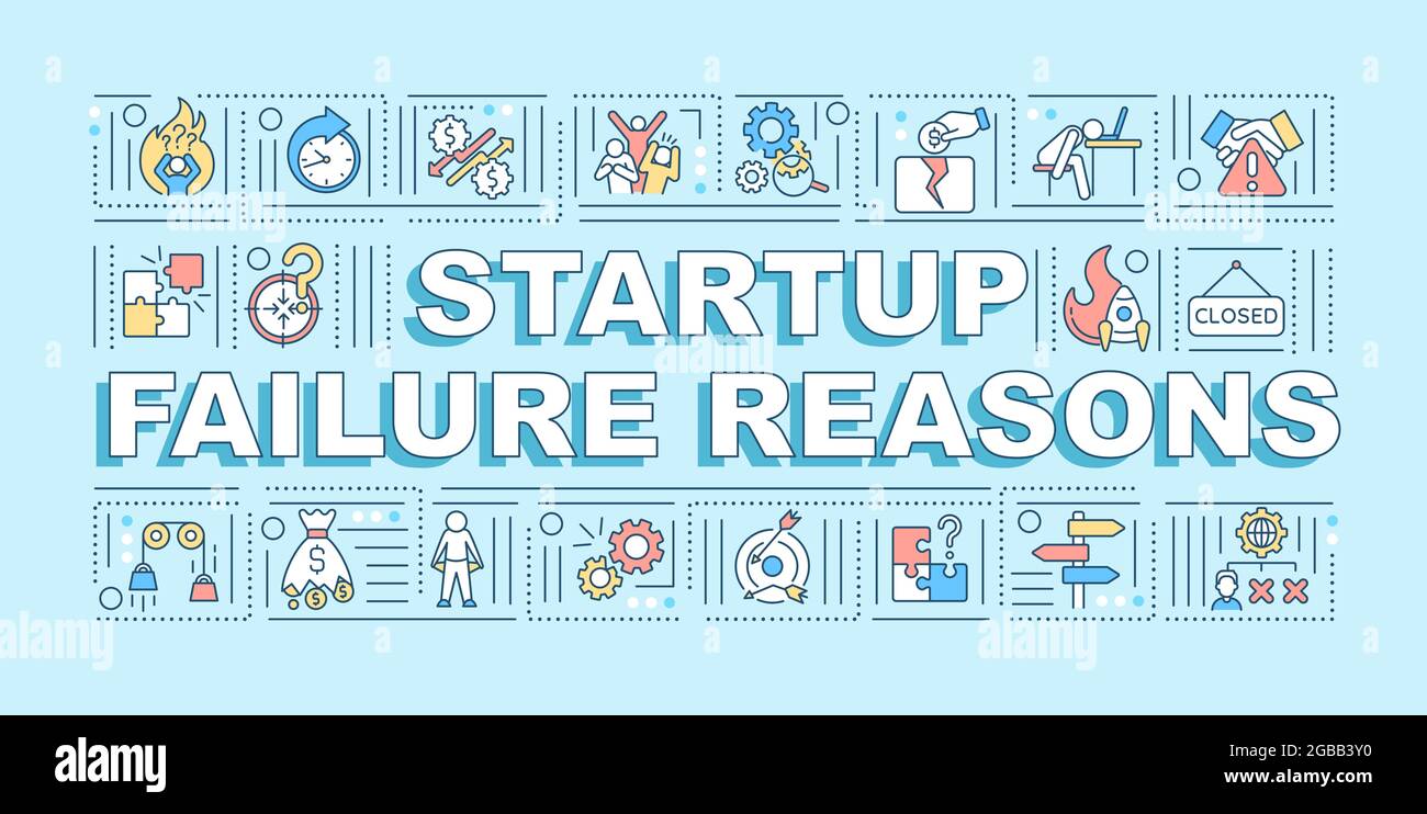 Startup failure reasons word concepts banner Stock Vector