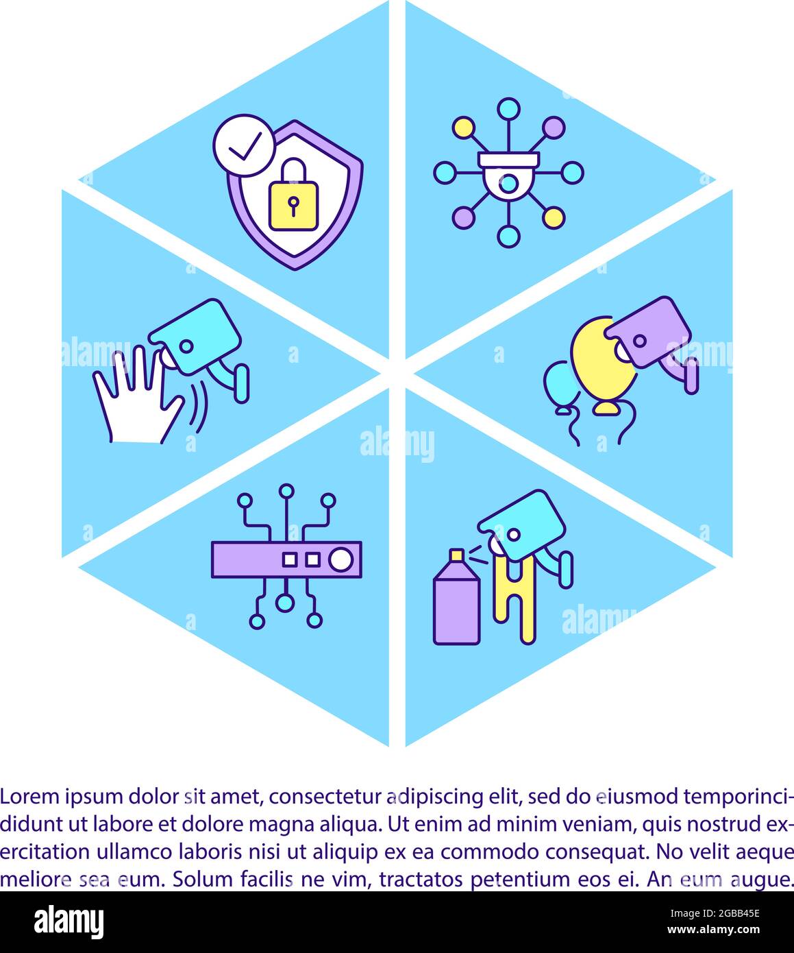 Surveillance systems concept line icons with text Stock Vector