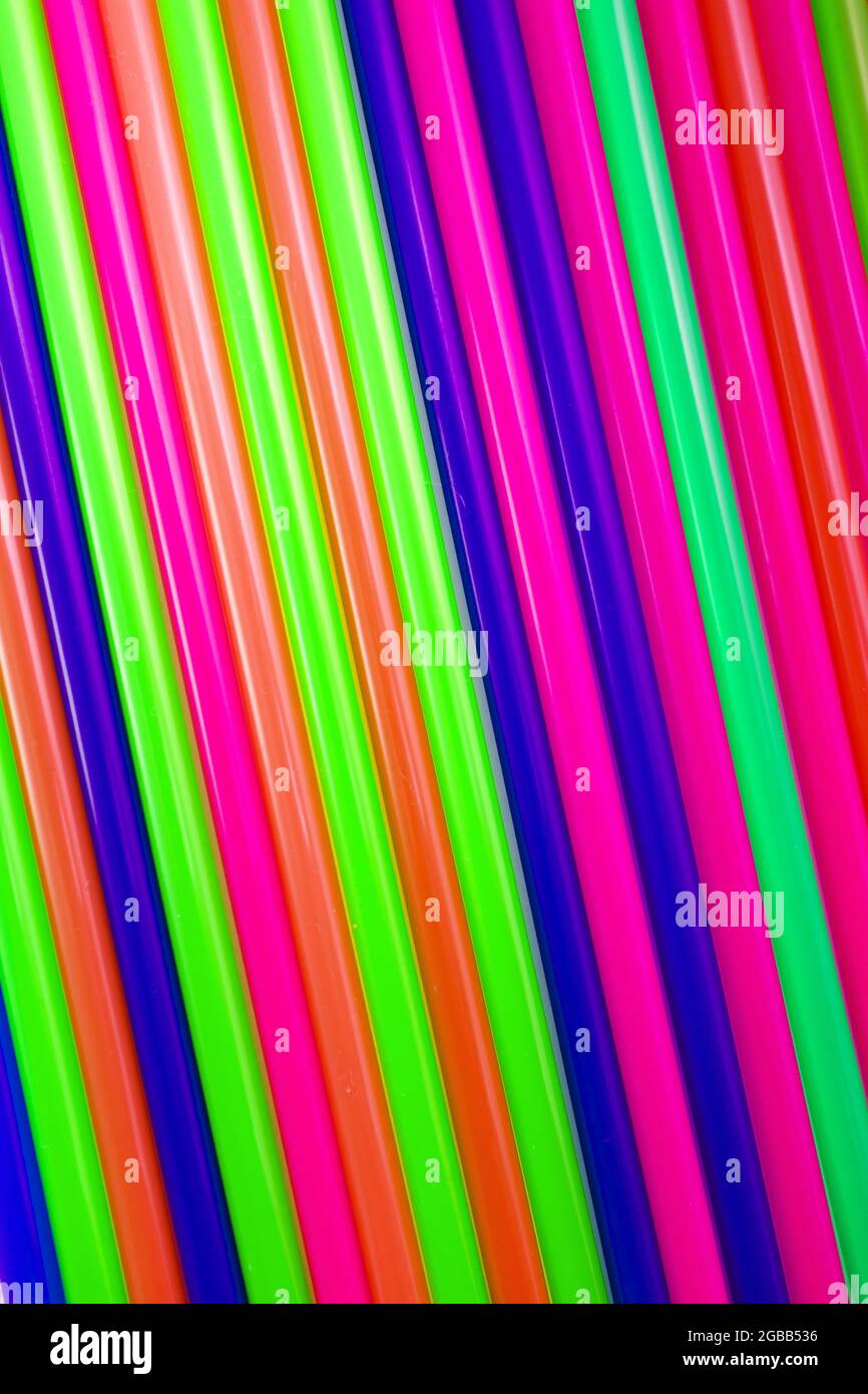 texture of multi-colored cocktail tubes Stock Photo