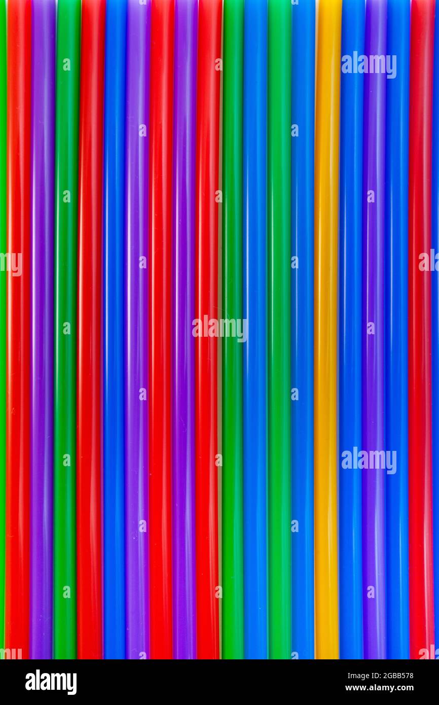 texture of multi-colored cocktail tubes Stock Photo