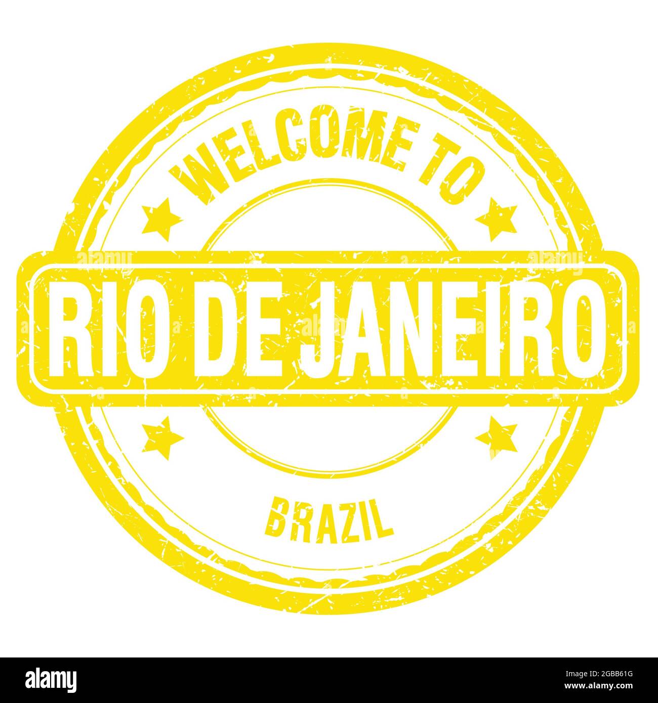 WELCOME TO RIO DE JANEIRO - BRAZIL, words written on yellow grungy ...