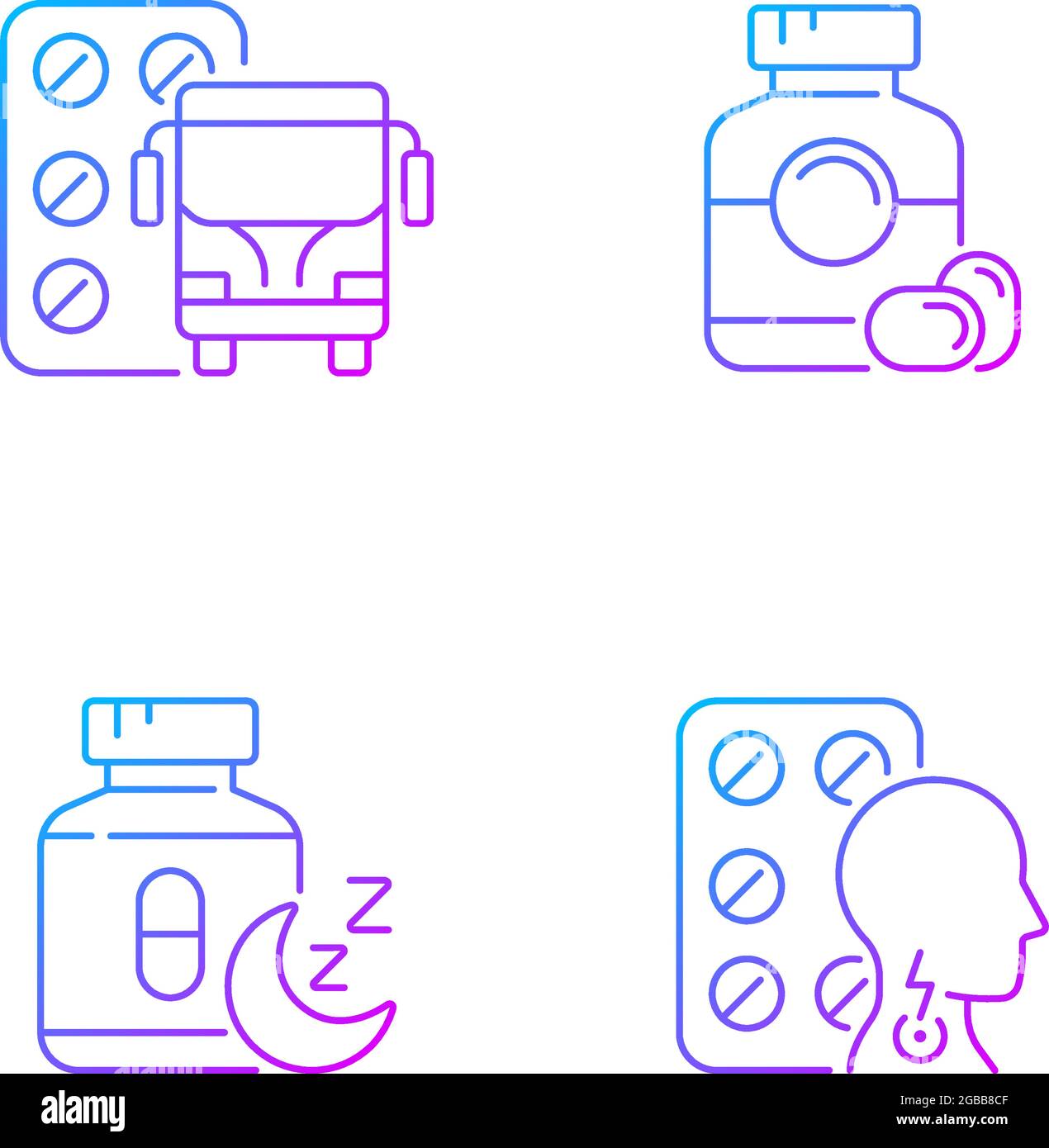 Maintaining life quality gradient linear vector icons set Stock Vector