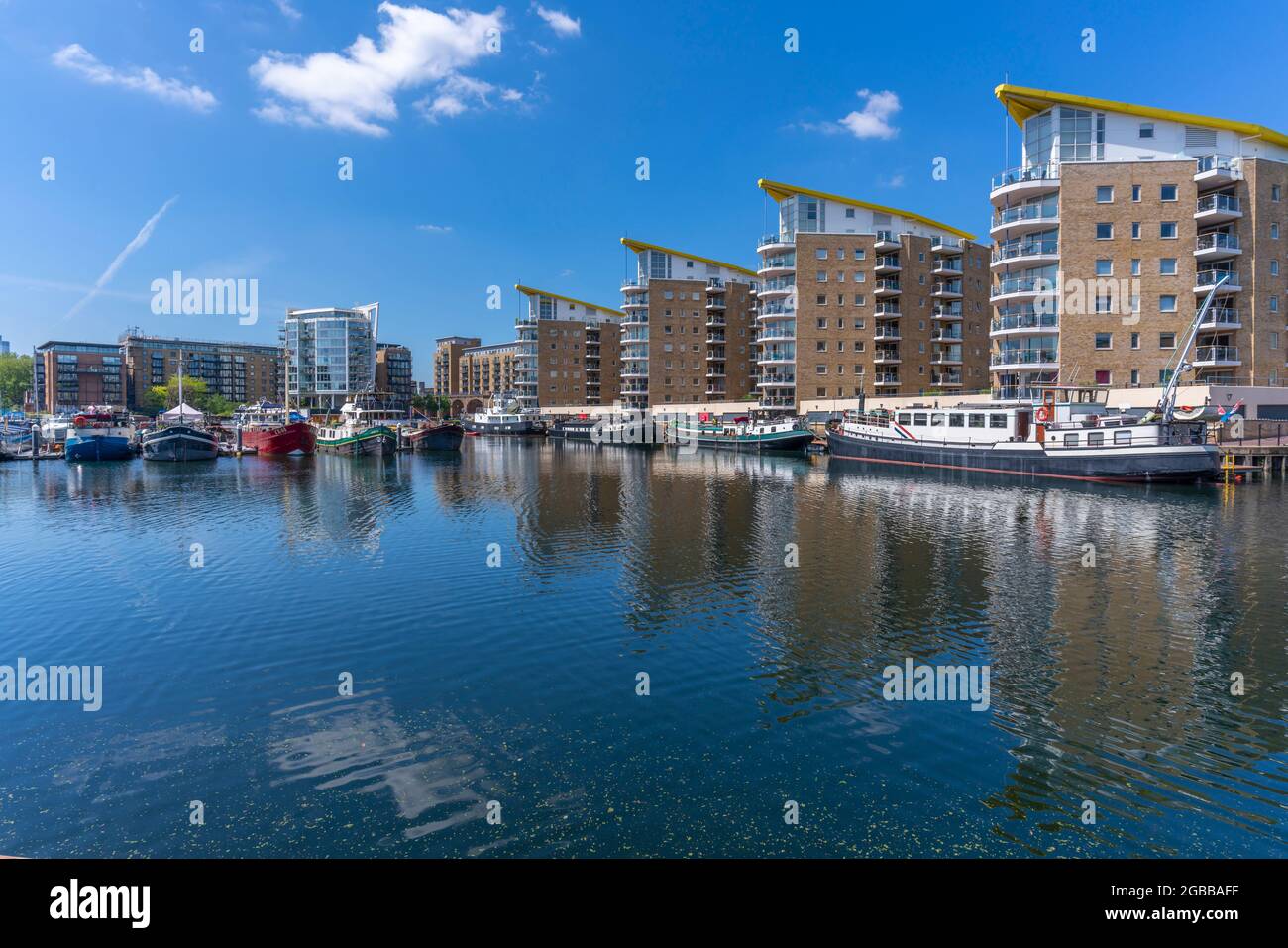 View of the marina at the Limehouse Basin, Tower Hamlets, London, England, United Kingdom, Europe Stock Photo