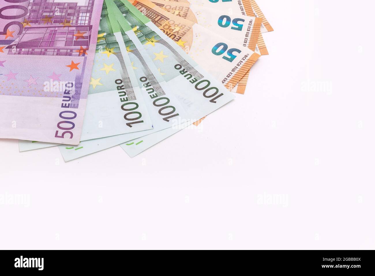 euro banknotes on isolated white background Stock Photo - Alamy