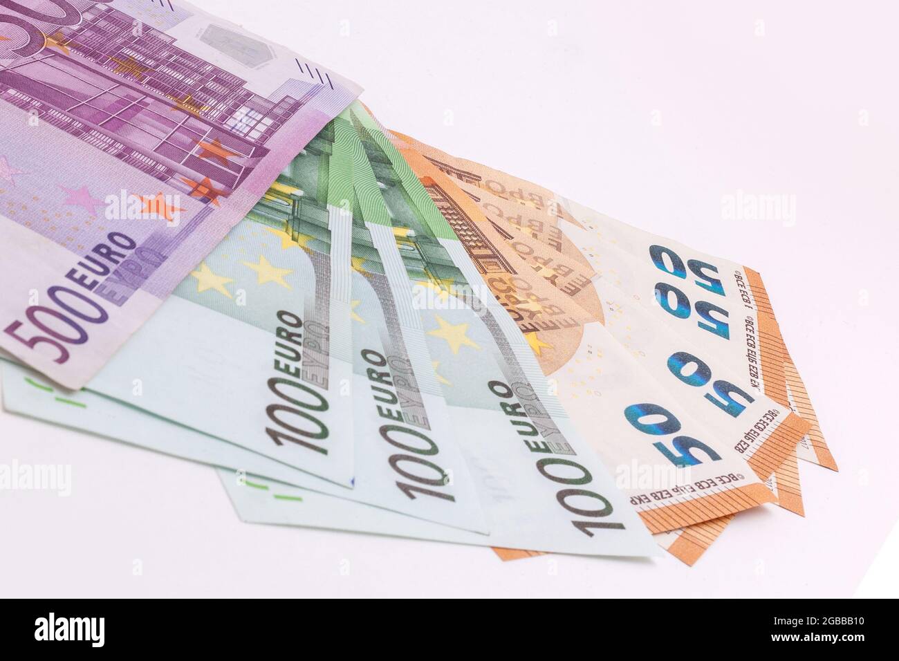 euro banknotes on isolated white background Stock Photo - Alamy