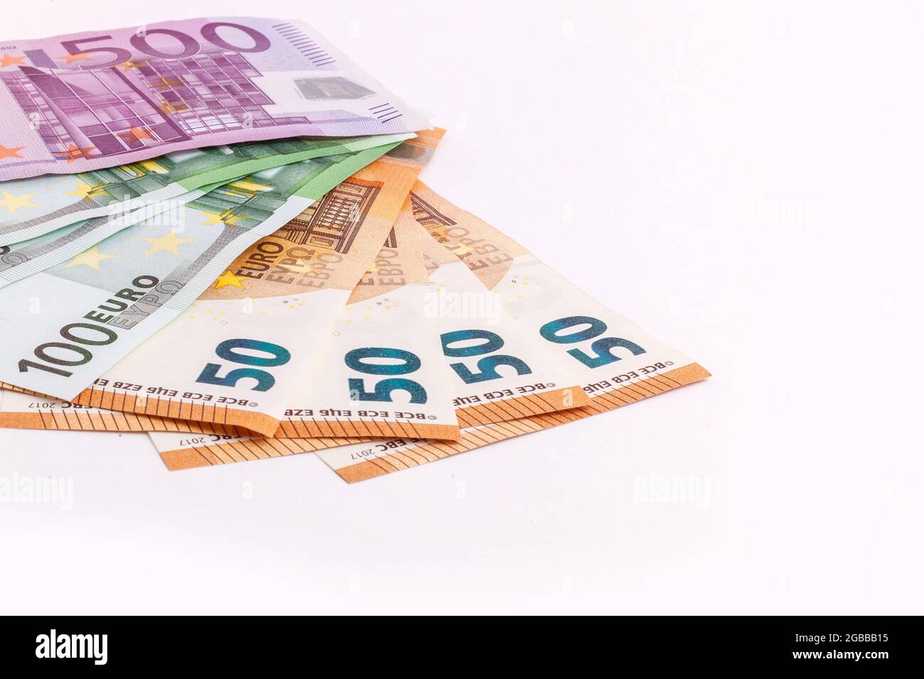 euro banknotes on isolated white background Stock Photo - Alamy