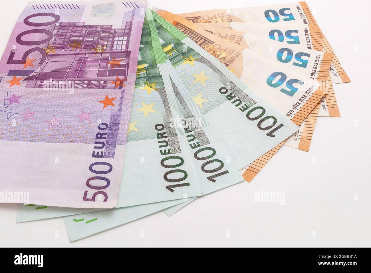 euro banknotes on isolated white background Stock Photo - Alamy