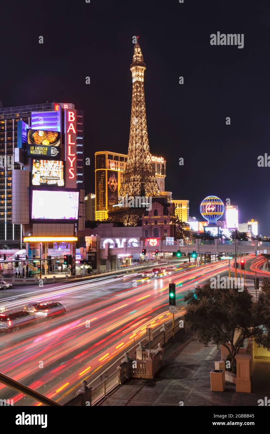 Hotel Paris, and Casino Bally's Las Vegas, The Strip, Las Vegas, Nevada, United States of America, North America Stock Photo