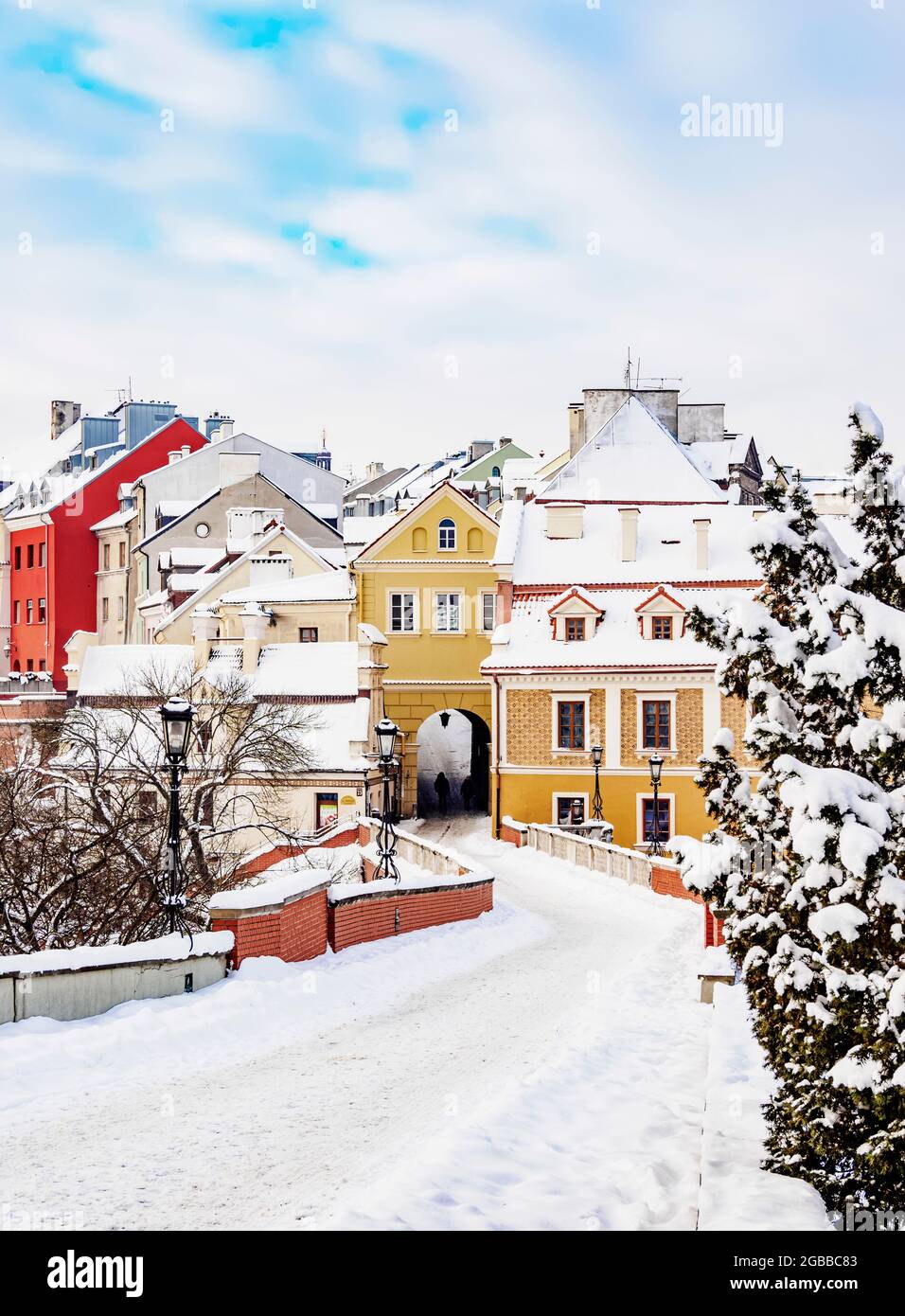 Grodzka Gate and the Old Town, winter, Lublin, Lublin Voivodeship, Poland, Europe Stock Photo