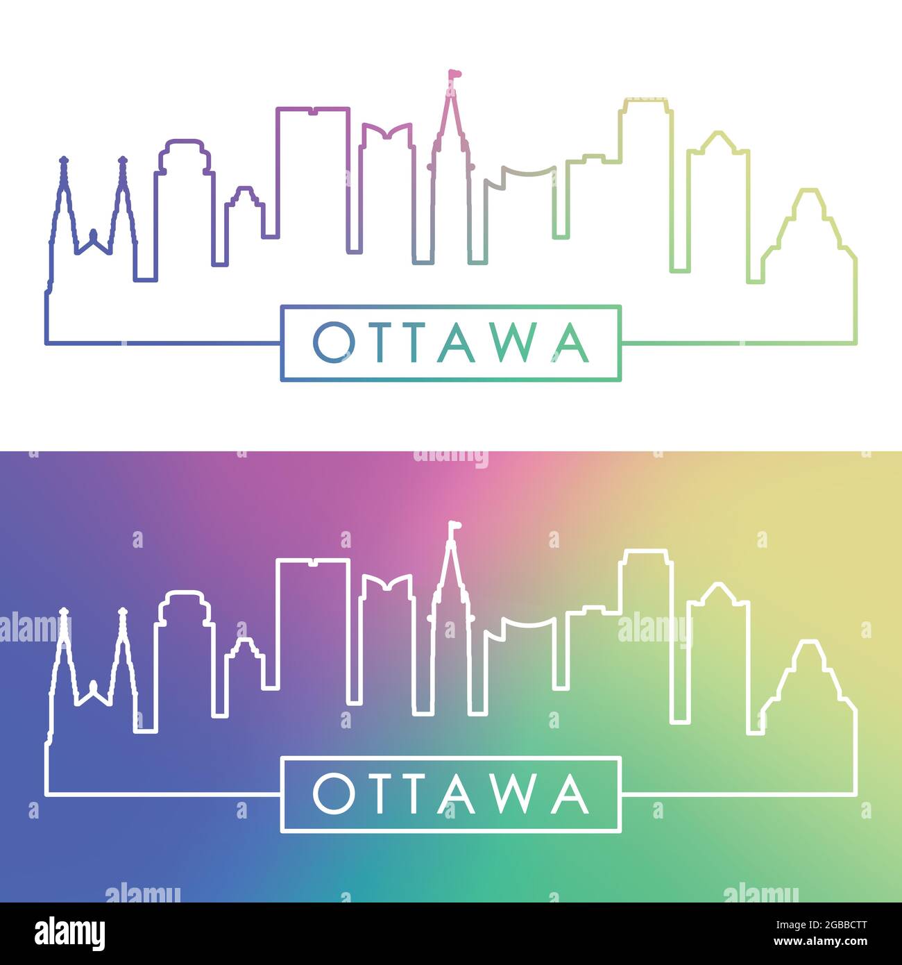 Ottawa skyline. Colorful linear style. Editable vector file. Stock Vector