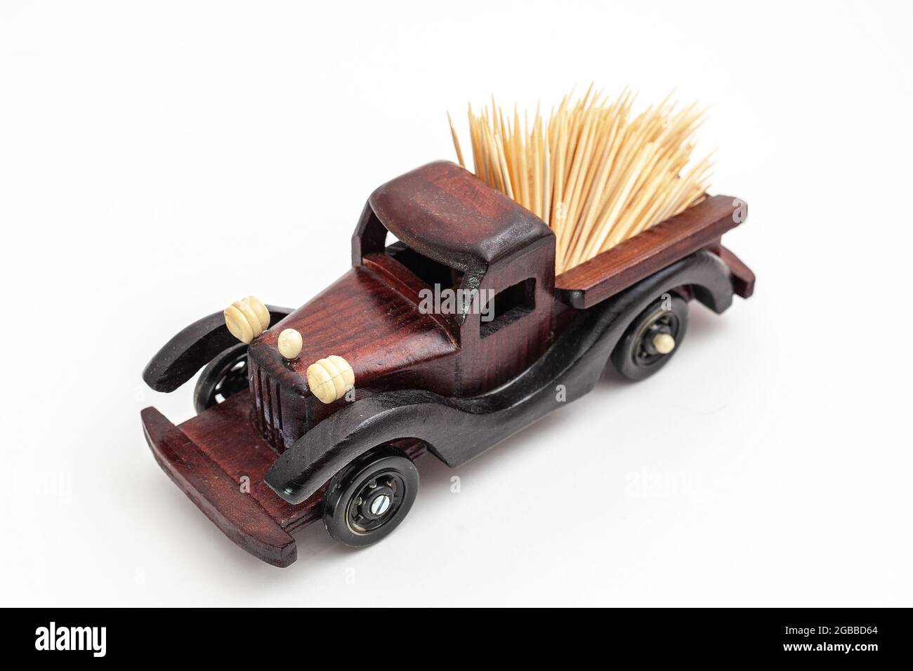 wooden toy car isolated on white background Stock Photo - Alamy