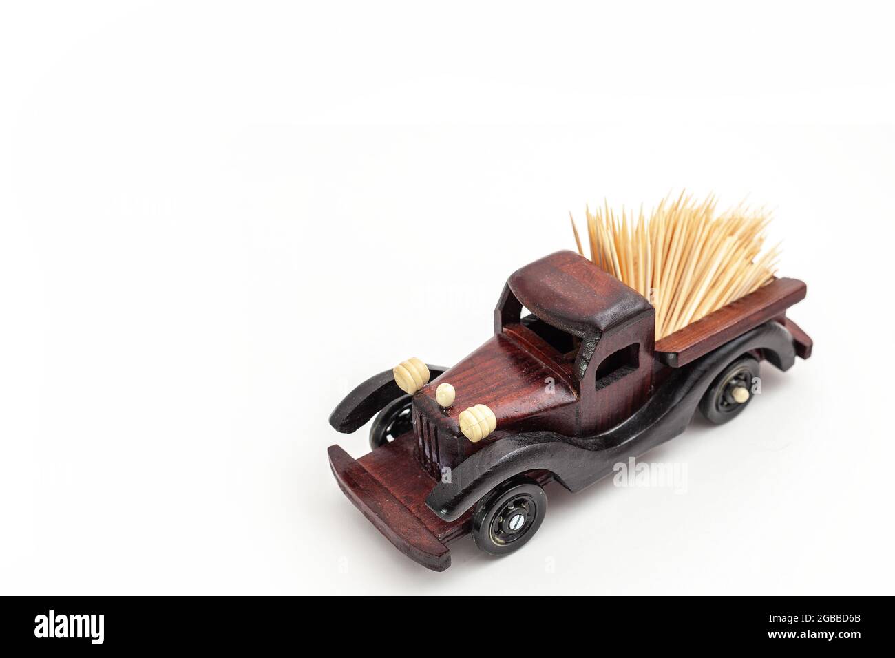 wooden toy car isolated on white background Stock Photo - Alamy