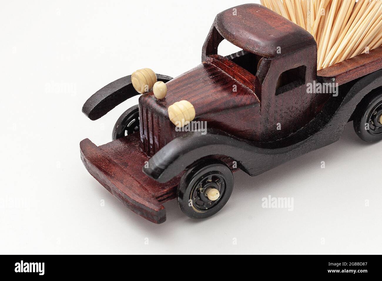 wooden toy car isolated on white background Stock Photo - Alamy
