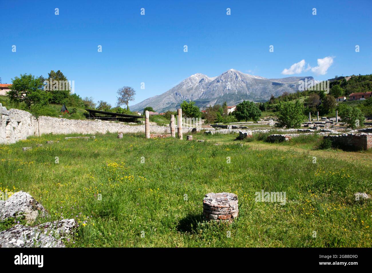 View into Alba Fucens Agora, Abruzzo, Italy, Europe Stock Photo