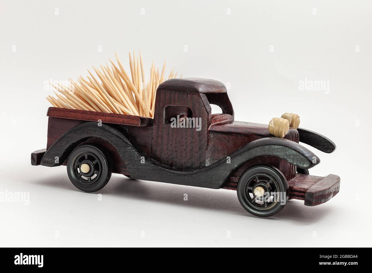 wooden toy car isolated on white background Stock Photo - Alamy