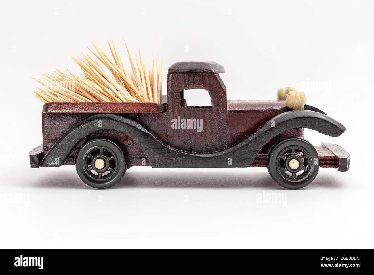 wooden toy car isolated on white background Stock Photo - Alamy