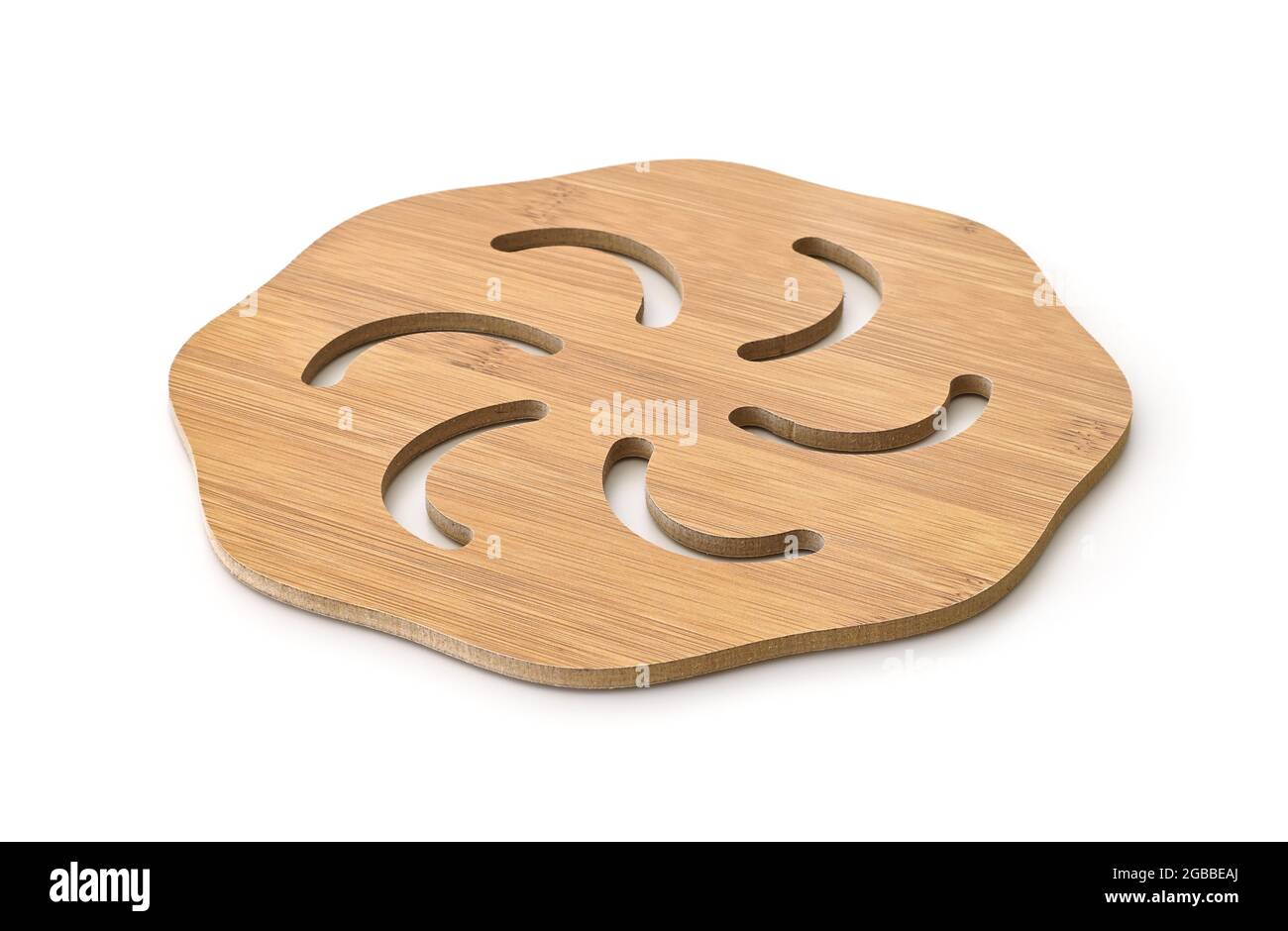 Bamboo trivet mat isolated on white Stock Photo