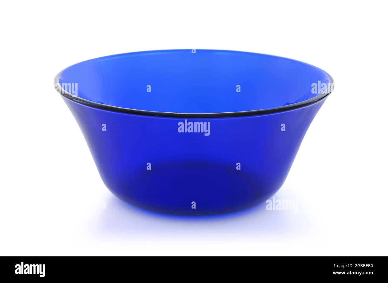 Empty blue glass bowl isolated on white Stock Photo