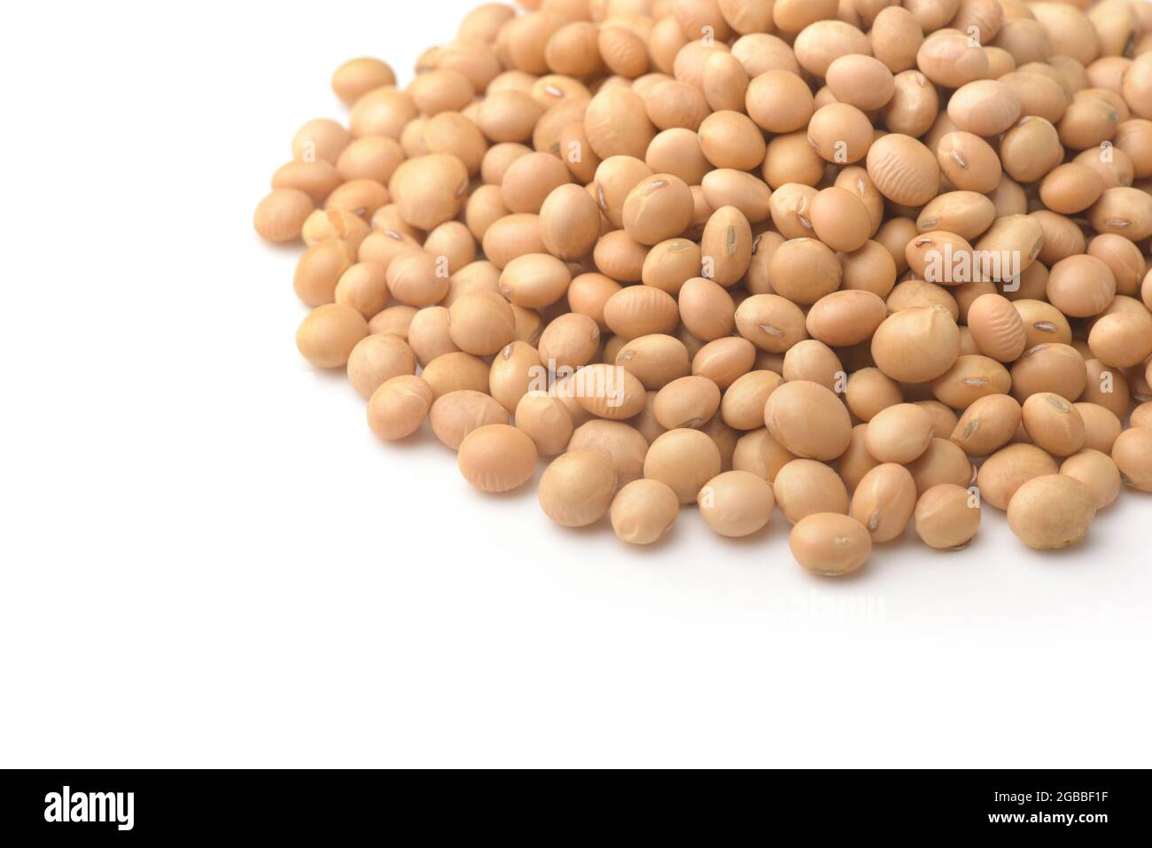 Close up of dried soybeans on white background Stock Photo