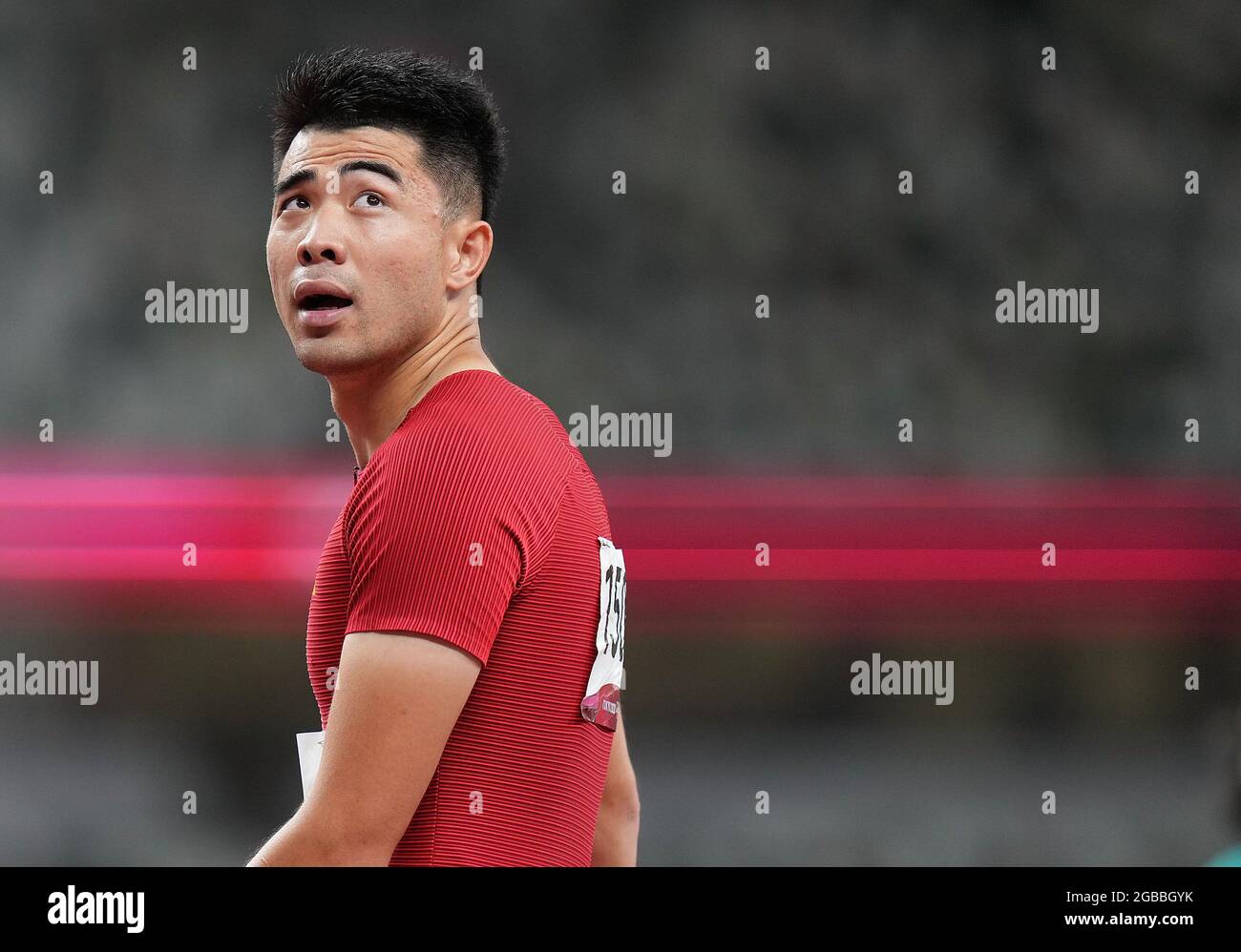 Tokyo, Japan. 3rd Aug, 2021. Xie Wenjun of China reacts after the Men's ...