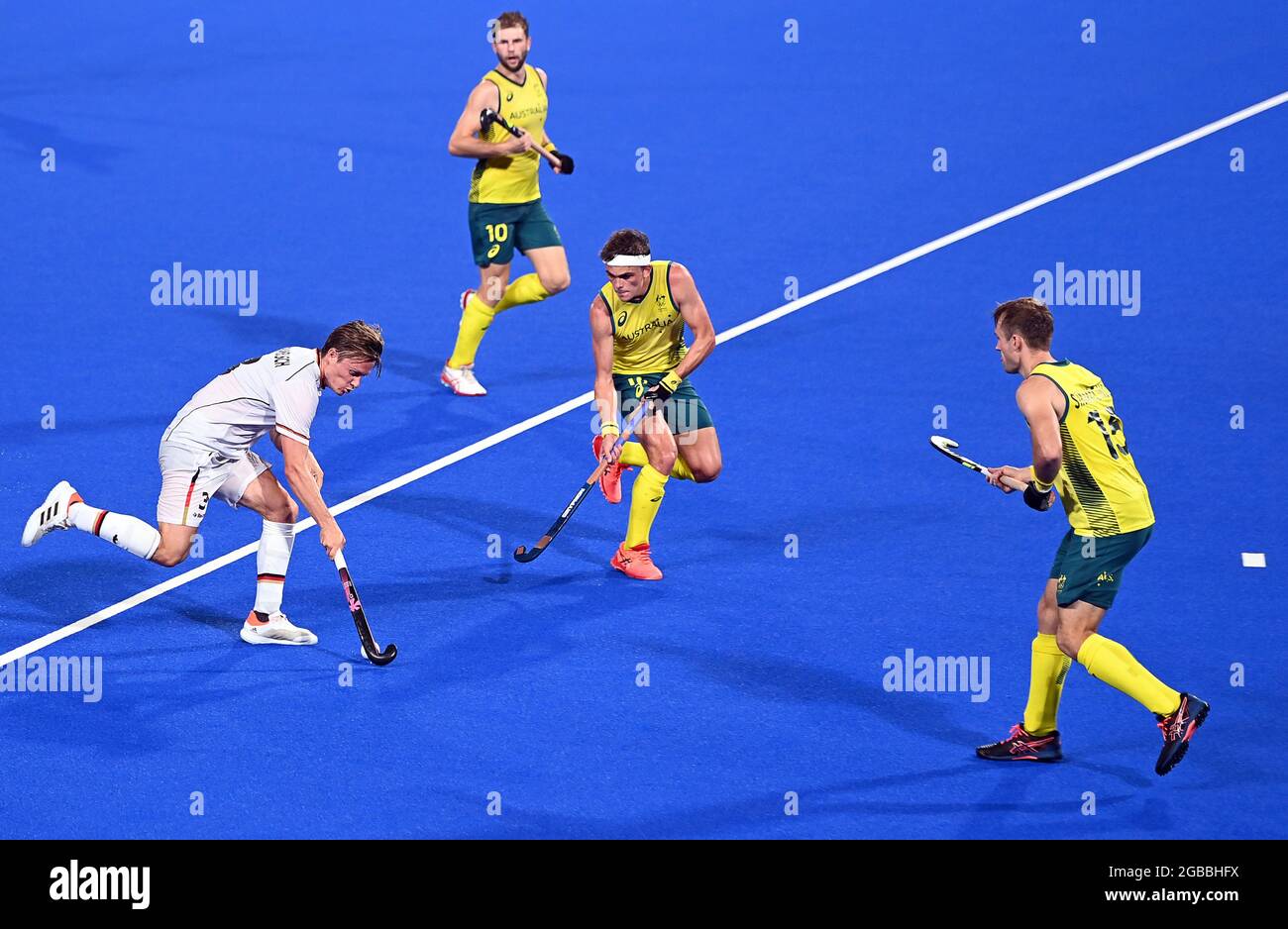 03 August 2021, Japan, Tokio: Hockey, Men: Olympia, Australia - Germany ...