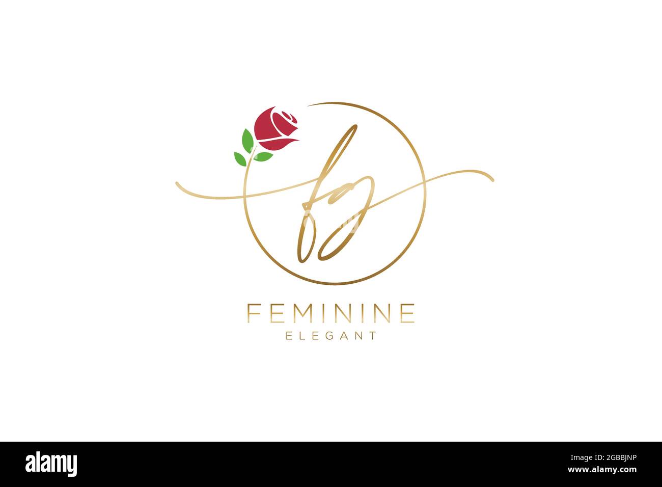 FG Feminine logo beauty monogram and elegant logo design, handwriting logo of initial signature, wedding, fashion, floral and botanical with creative Stock Vector