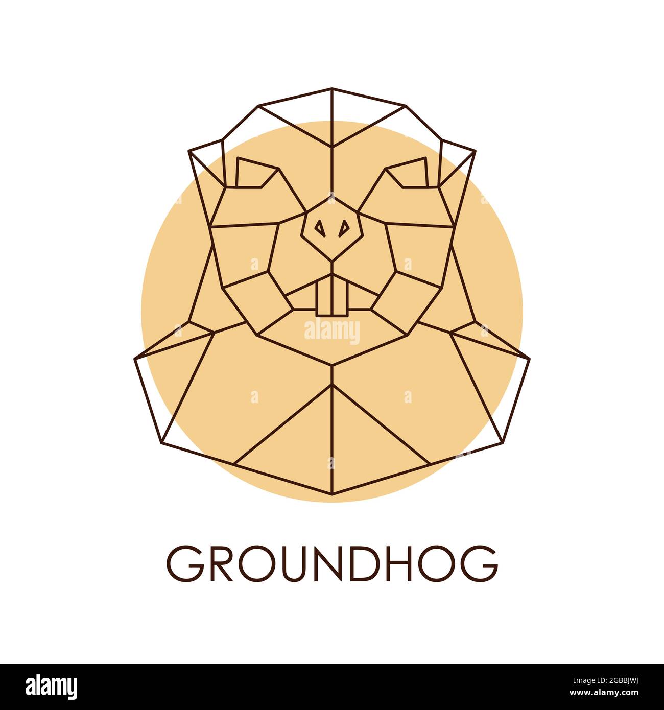 Geometric abstract groundhog head. Wild animal. Vector illustration. Stock Vector