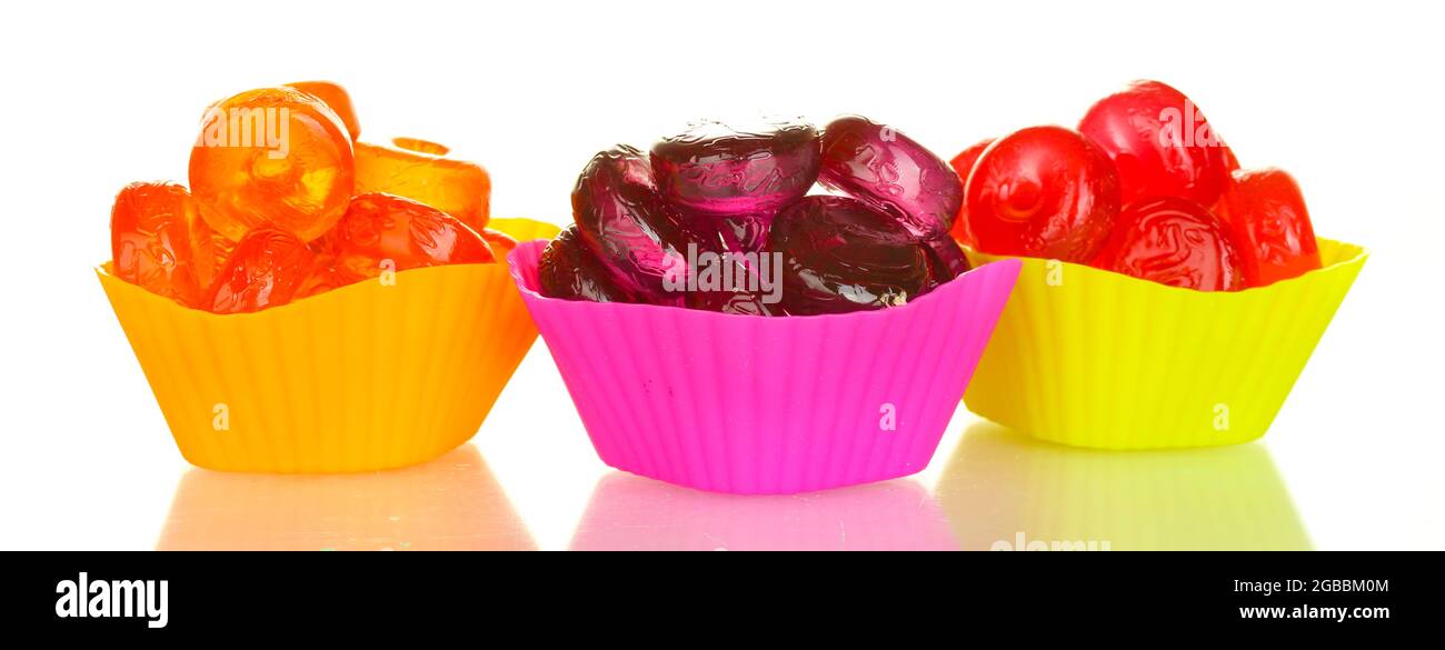 Tasty colorful candies isolated on white background Stock Photo - Alamy