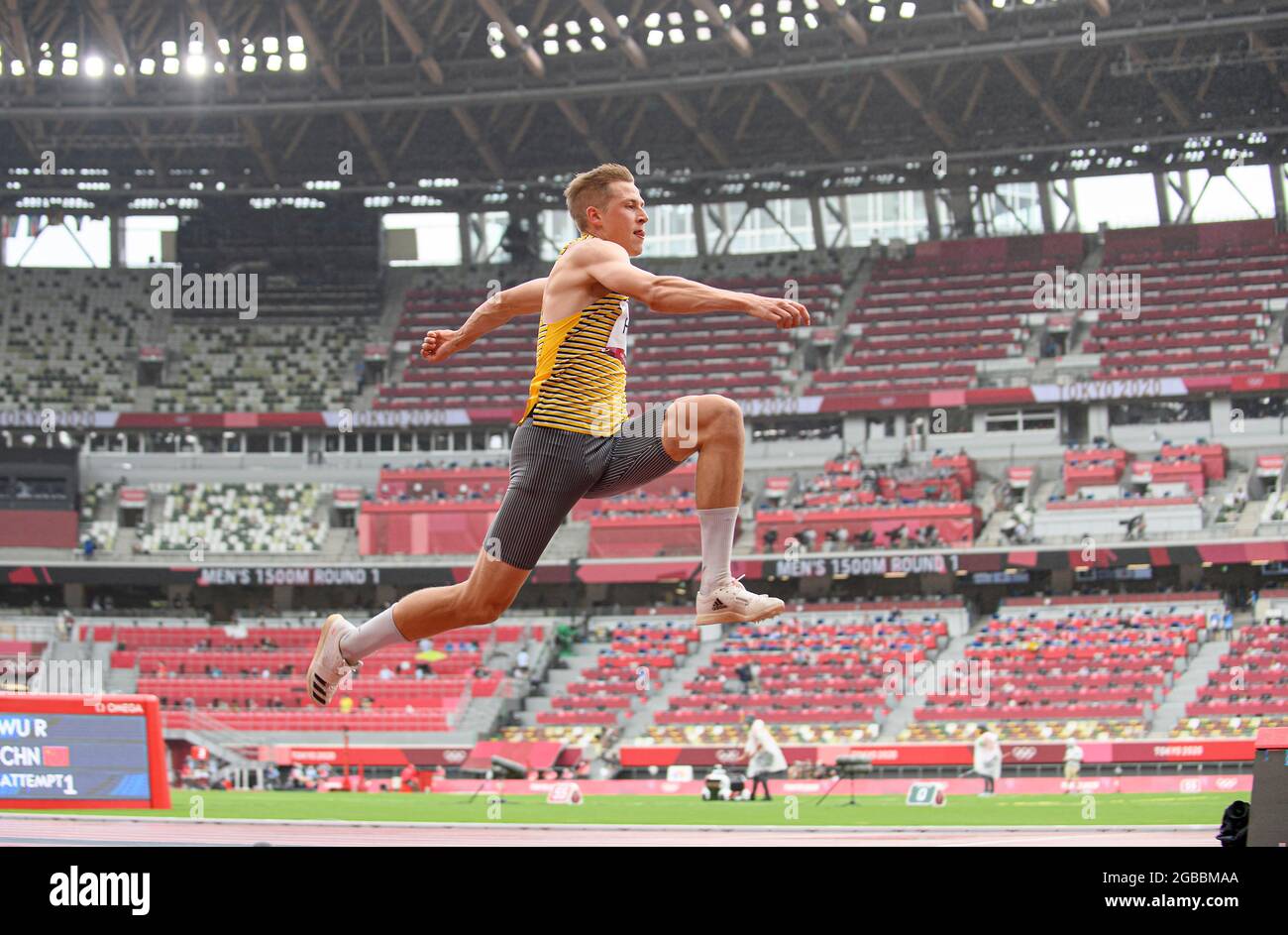 Max HESS (GER), action, athletics, men's triple jump, men's triple jump, on August 03, 2021 Olympic Summer Games 2020, from July 23. - 08.08.2021 in Tokyo/Japan. Stock Photo