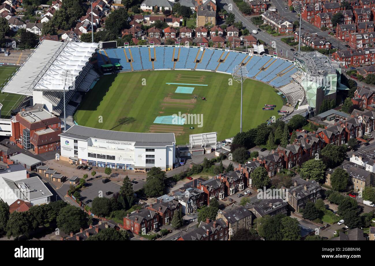 aerial view of Yorkshire Cricket Ground, Headingley, Leeds Stock Photo