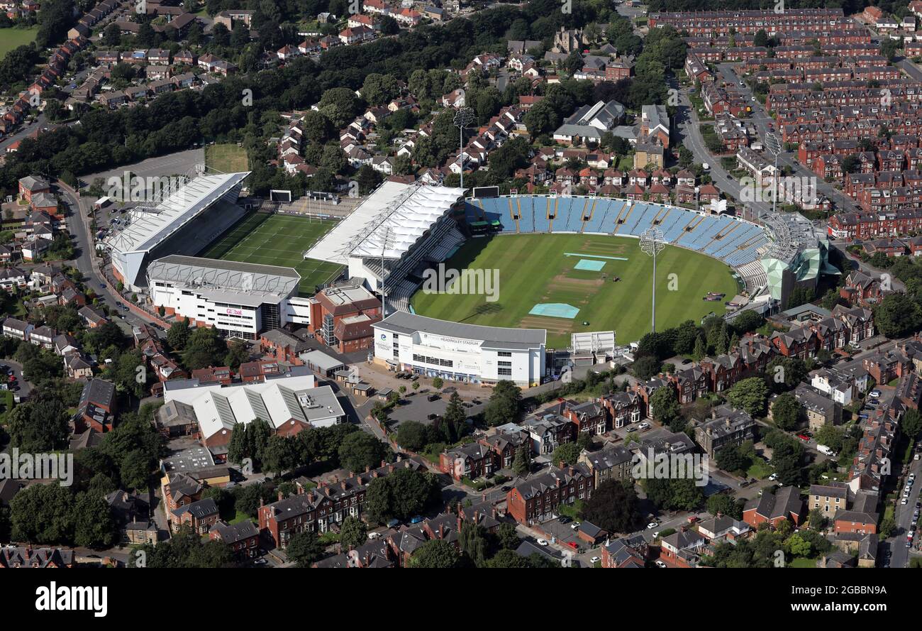 aerial view of Emerald Headingley Stadium (Headingley cricket ground), Leeds Stock Photo
