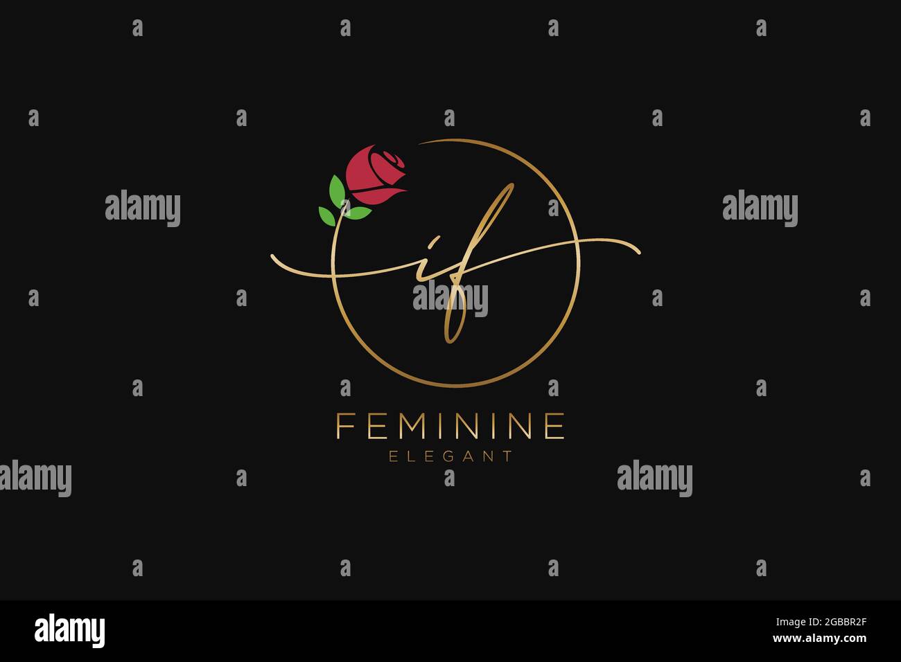 IF Feminine logo beauty monogram and elegant logo design, handwriting ...