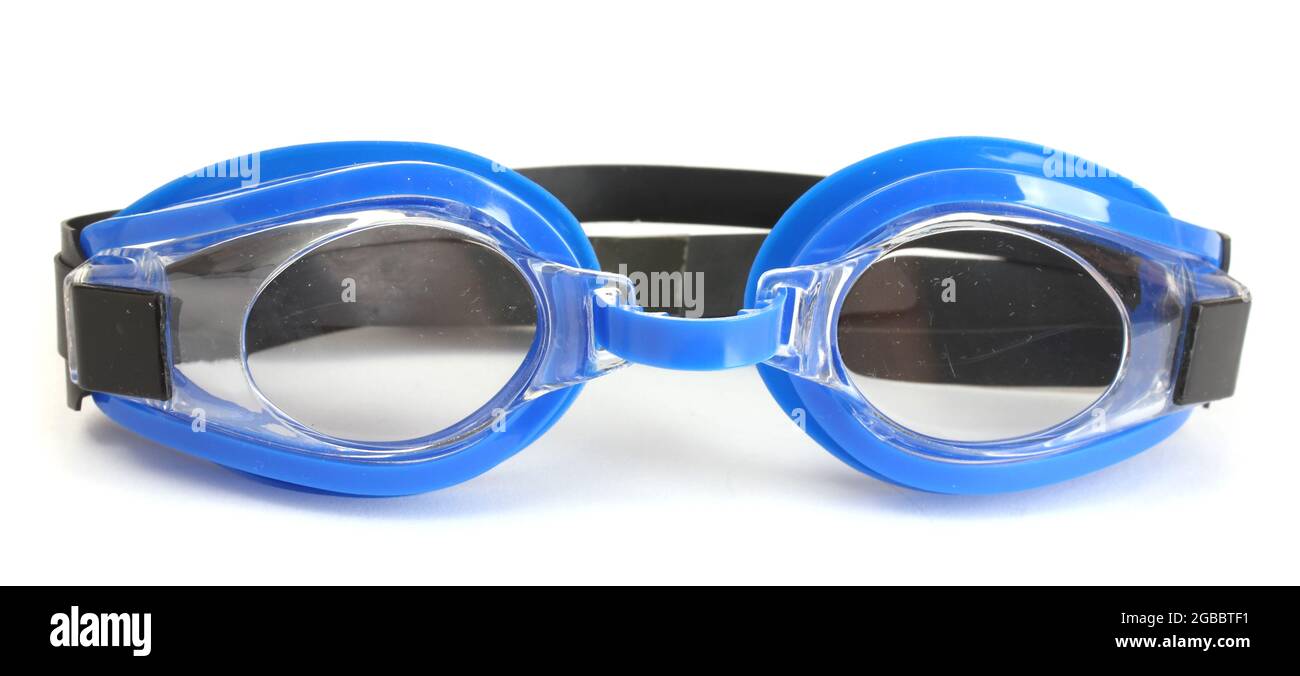 blue swim goggles isolated on white Stock Photo Alamy