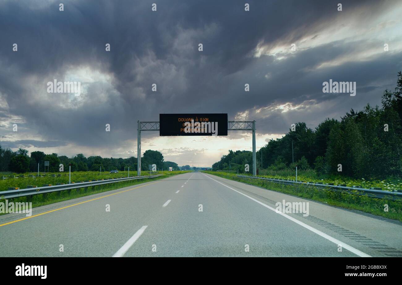 Montreal,Quebec,Canada,July 19, 2021.USCanada border crossing in