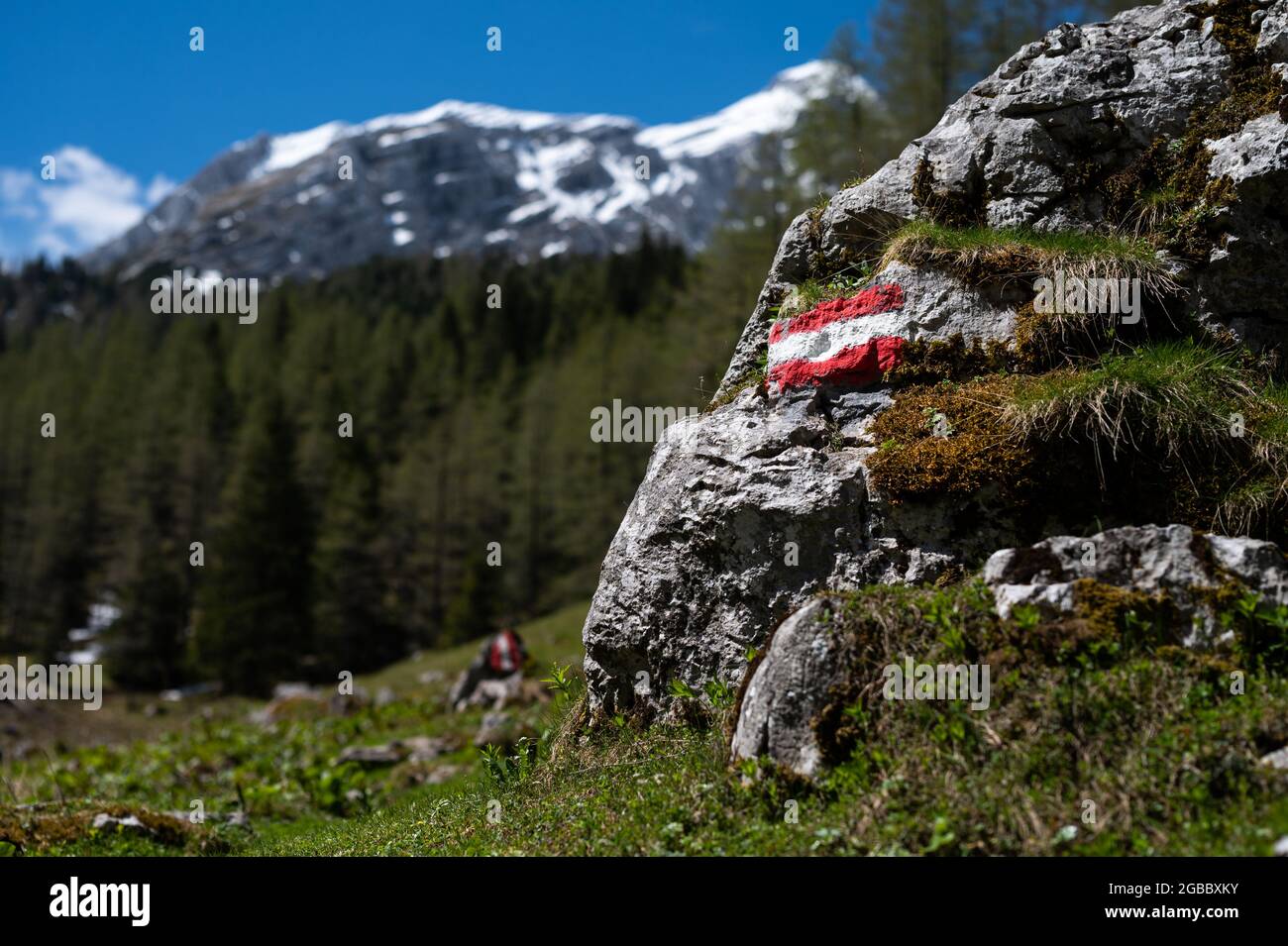 Austrian hiking blaze or trail marker on a rock, alps in Austria, Europe  Stock Photo - Alamy