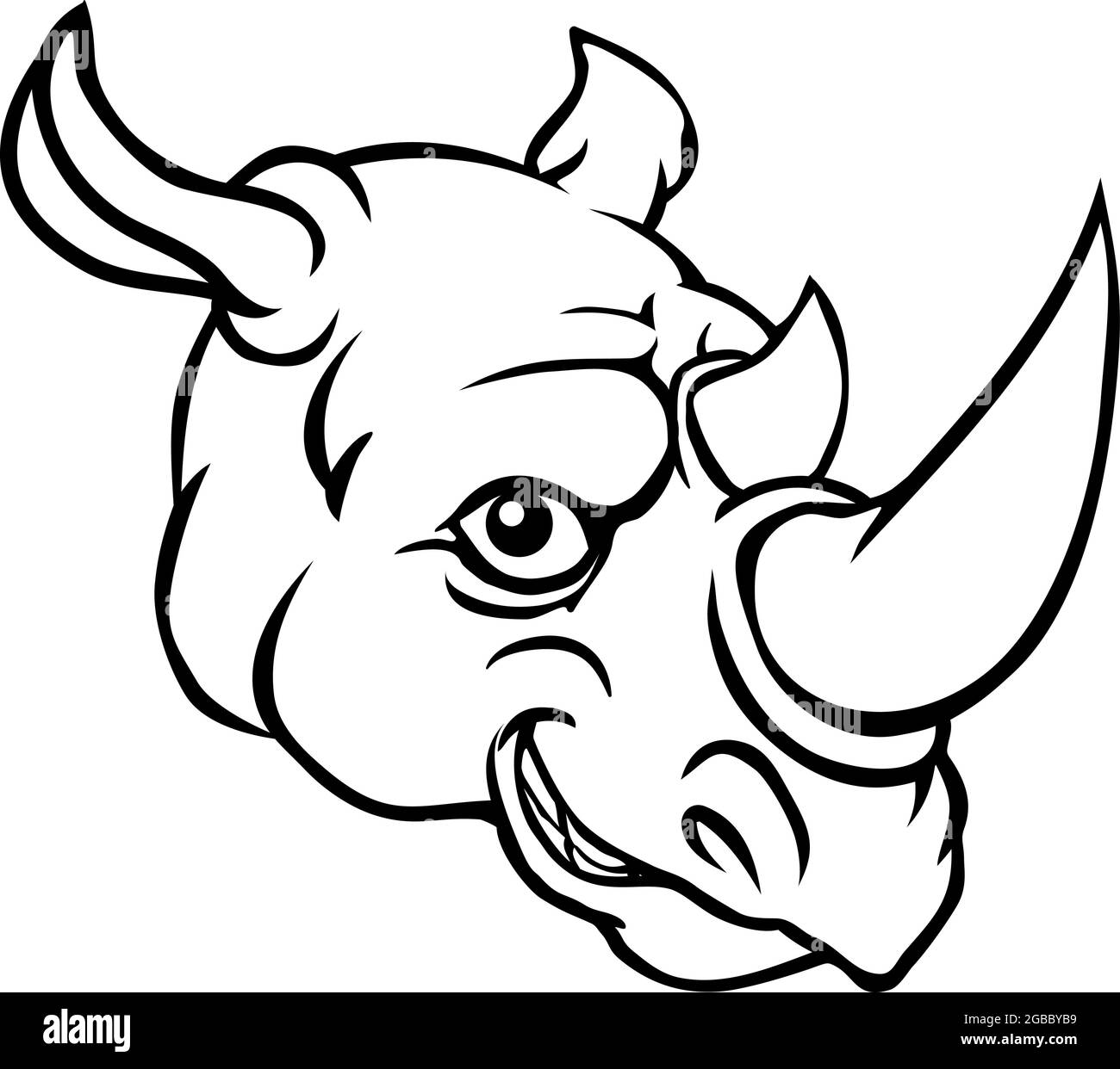 Rhino Mascot Cute Happy Cartoon Character Stock Vector