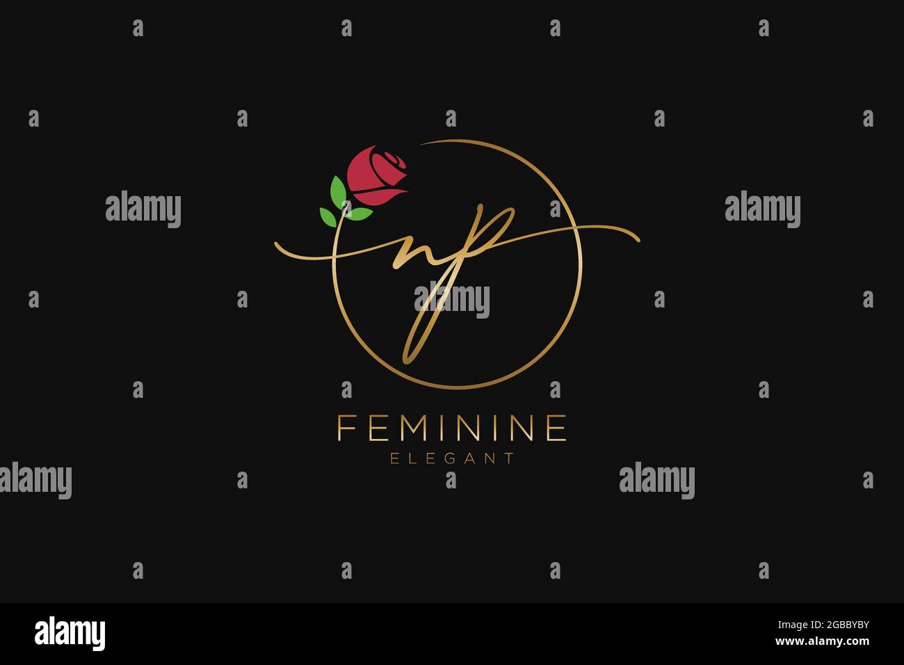 NP Feminine logo beauty monogram and elegant logo design, handwriting ...
