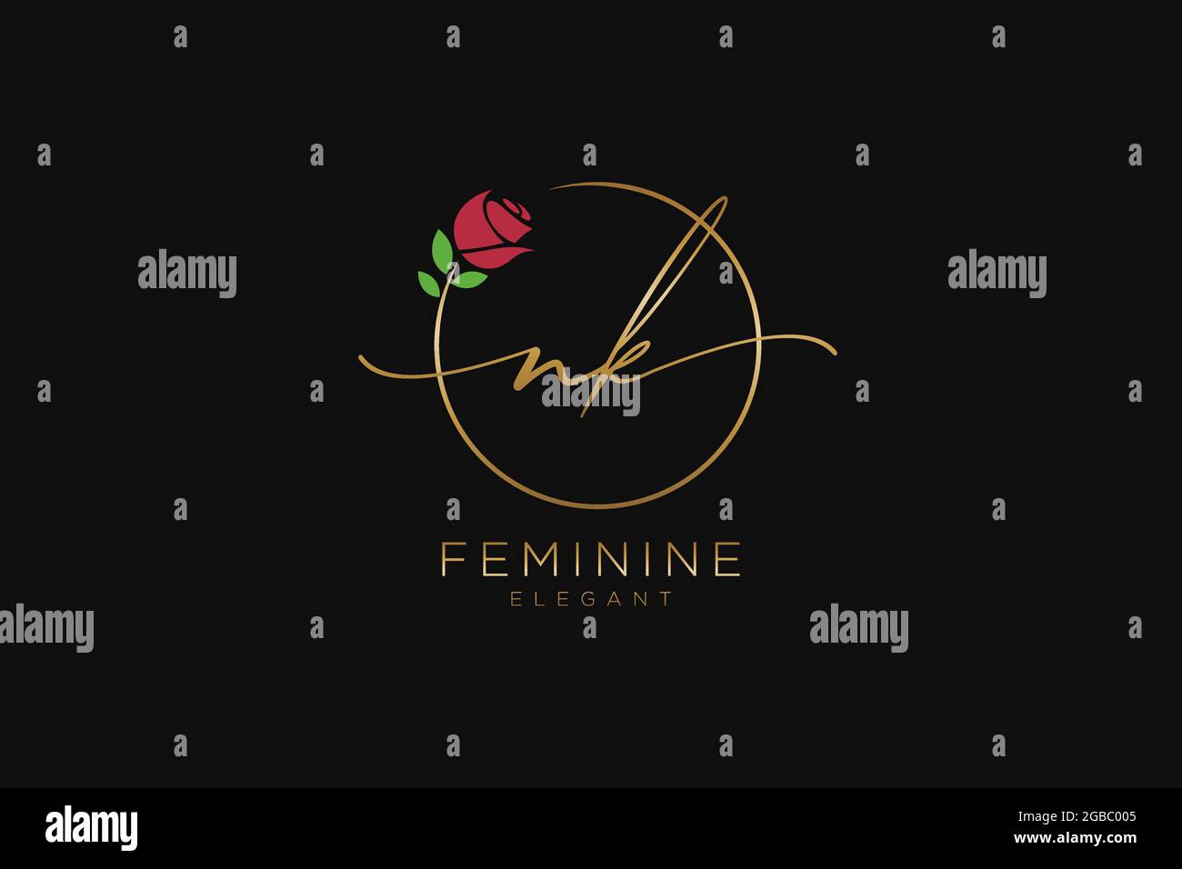 NK Feminine logo beauty monogram and elegant logo design, handwriting ...