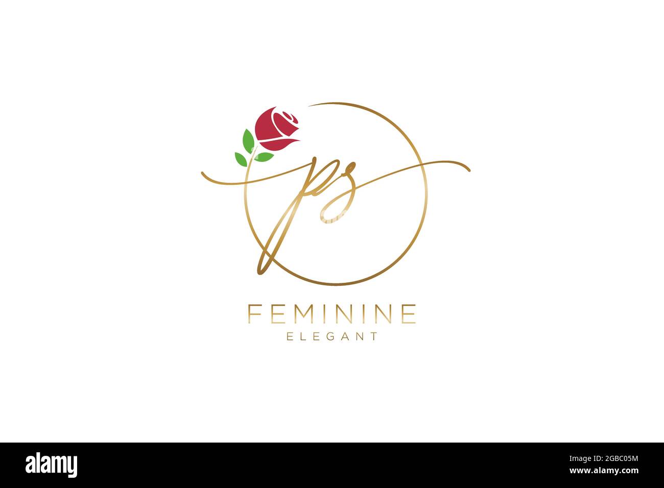 PS Feminine logo beauty monogram and elegant logo design, handwriting logo of initial signature, wedding, fashion, floral and botanical with creative Stock Vector
