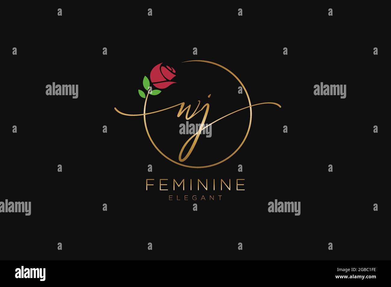 WJ Feminine logo beauty monogram and elegant logo design, handwriting ...