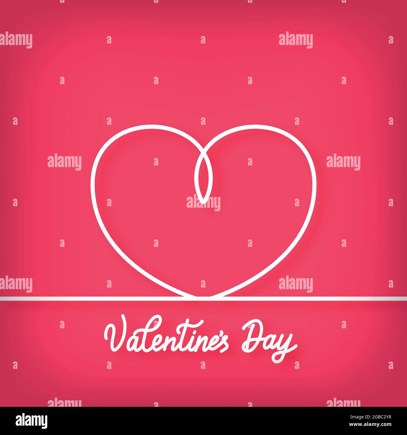 Valentines Day line lettering and heart. Vector illustration Stock ...